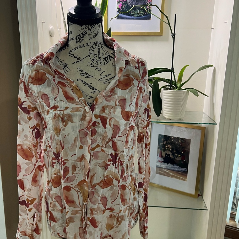 Cloth & Stone Pink and Cream Floral Blouse